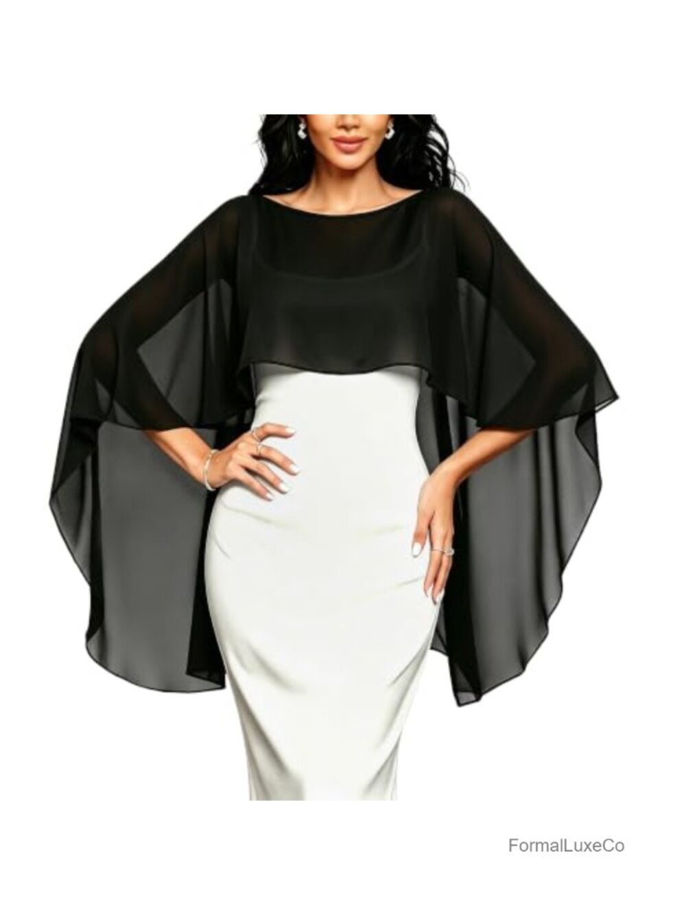 Silky Chiffon Shawl Wrap Evening Wedding Capelet Cover Up